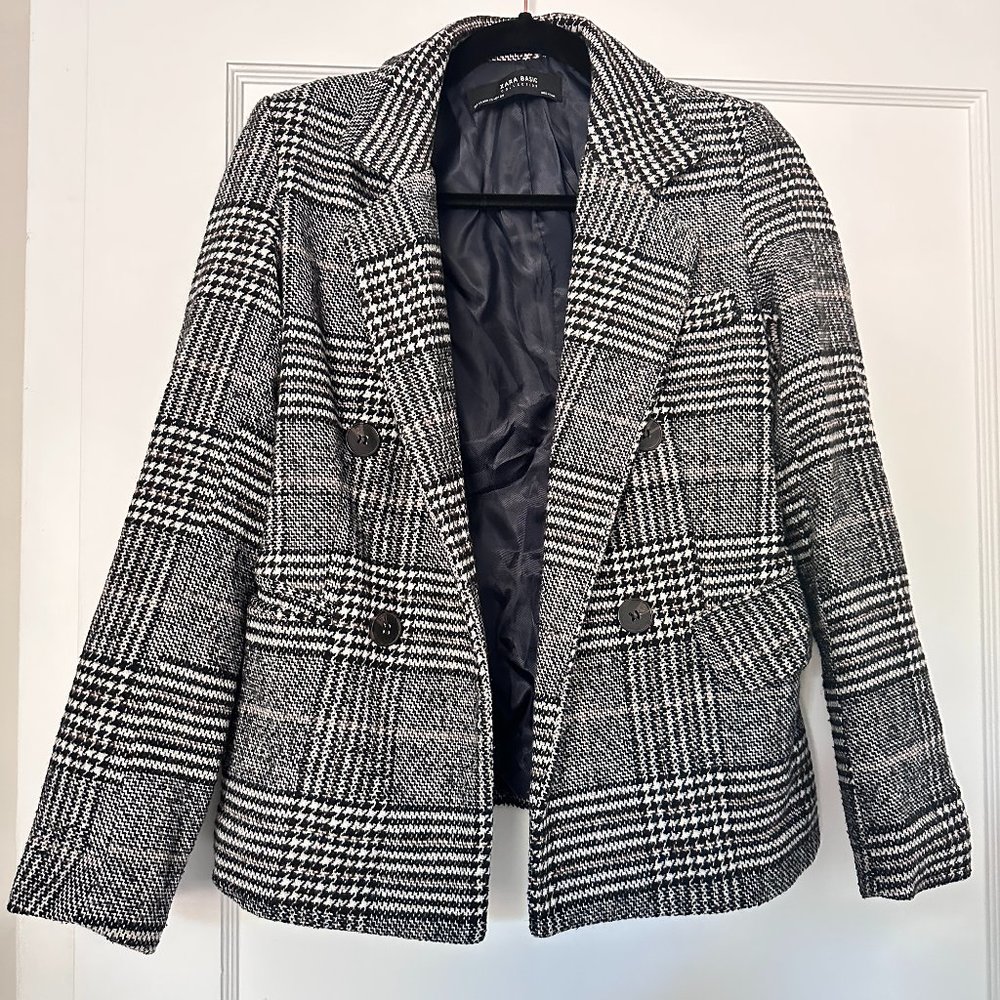Zara Tweed Checked Blazer (Wool blend)